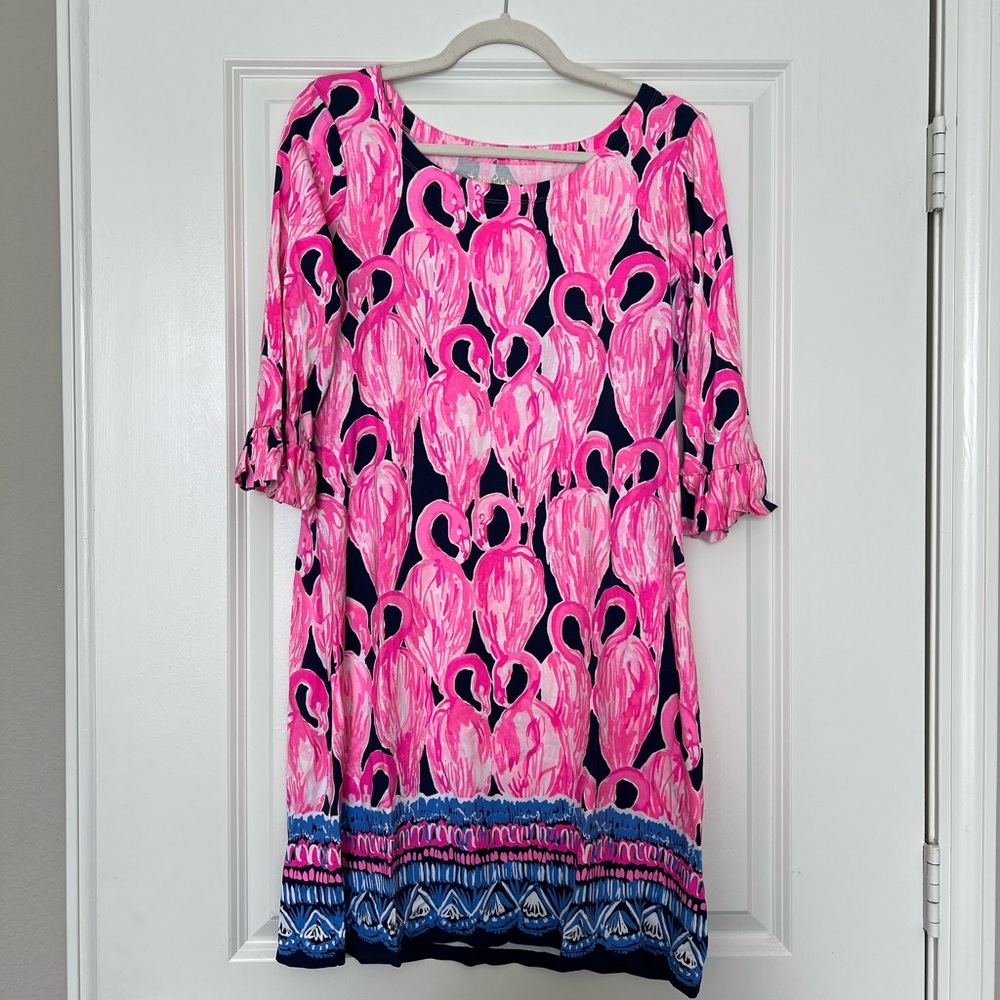 Lilly Pulitzer Pink Flamingo Shift Dress Size M